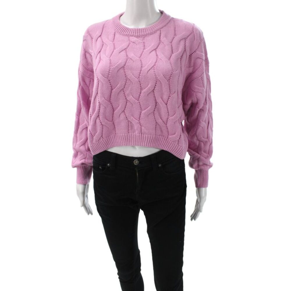 Pink Rose Womens Pink Pullover Sweater Long Sleeve Crew Neck Size XS
